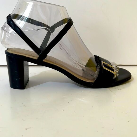 Loft Black Block Heel Y2K Whimsigoth Mary Jane Sandals With Silver Buckle Size 6 - Picture 1 of 7